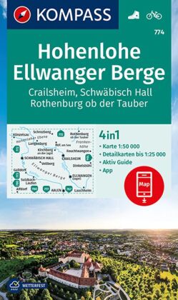 KOMPASS Wanderkarte 774 Hohenlohe, Ellwanger Berge, Crailsheim, Schwäbisch Hall, Rothenburg ob der T
