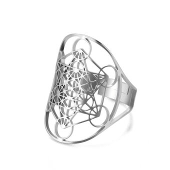 Ring "Metatron" Edelstahl offen verstellbar