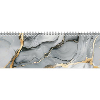 Zettler Tisch-Querkalender Style Marmor 2026 - Büro-Planer 30x11 cm, Wochenkalender mit 1 Woche auf