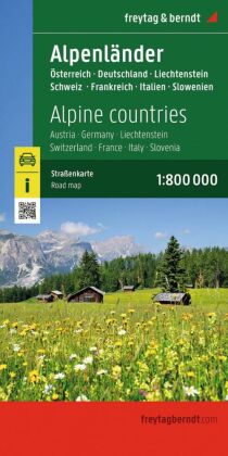 freytag & berndt Straßenkarte Alpenländer, Österreich - Deutschland - Schweiz - Frankreich - Italien