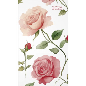 Alpha Edition - Miniplaner Style Rosenblüten 2026 - Taschenkalender 9×15 cm, Weekly-Planer mit 64 Se