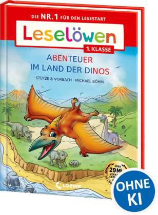 Leselöwen 1. Klasse - Abenteuer im Land der Dinos (Großbuchstabenausgabe)