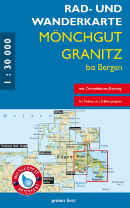 Rad- und Wanderkarte Mönchgut, Granitz, bis Bergen