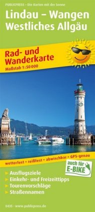 PublicPress Rad- und Wanderkarte Lindau - Wangen, Westliches Allgäu, Oberstaufen - Friedrichshafen