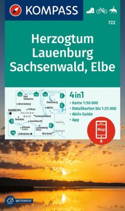 KOMPASS Wanderkarte 722 Herzogtum Lauenburg, Sachsenwald, Elbe 1:50.000