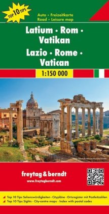 Latium - Rom - Vatikan, Autokarte 1:150.000, Top 10 Tips. Lazio, Rome, Vatican