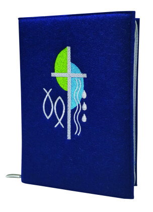 Gotteslobhülle Filz blau mit Reißverschluss