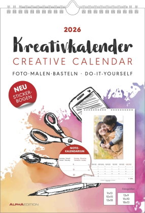 Alpha Edition - Kreativ-Kalender A4 Notiz 2026 - Bastelkalender (21×29,7 cm) mit Platz für Fotos & N