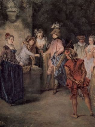 Antoine Watteau - Die französische Komödie (L'amour au théâtre français), Detail - 1.000 Teile (Puzz
