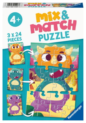 Ravensburger Kinderpuzzle - 05197 Mix&Match Niedliche Dinos - Puzzle für Kinder ab 4 Jahren, mit 3x2