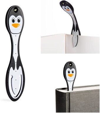 Flexilight Leselicht (Pinguin) - 2 in 1 Leselampe & Lesezeichen - Geschenk für Leser, Buchliebhaber