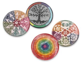 Sortiment Räucherstäbchenhalter Speckstein-Symbole, 12 Stück sortiert