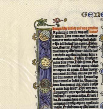 Die Gutenberg Serviette, Reproduktion einer Original Gutenberg Bibelseite