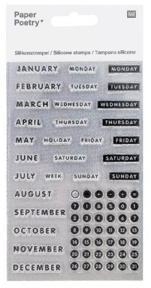 Silikonstempel, Bullet Diary, Kalender, Druckschrift