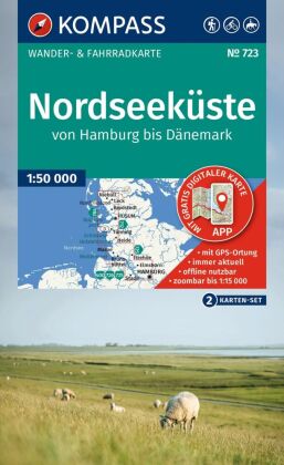 KOMPASS Wanderkarten-Set 723 Nordseeküste von Hamburg bis Dänemark (2 Karten) 1:50.000