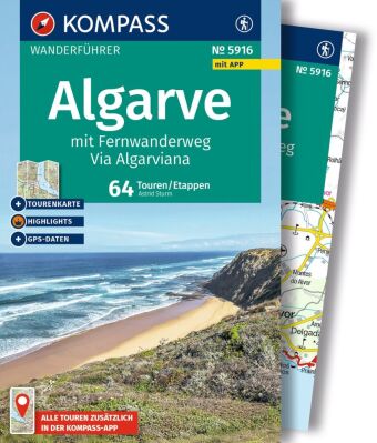 KOMPASS Wanderführer Algarve mit Fernwanderweg Via Algarviana, 64 Touren / Etappen mit Extra-Tourenk