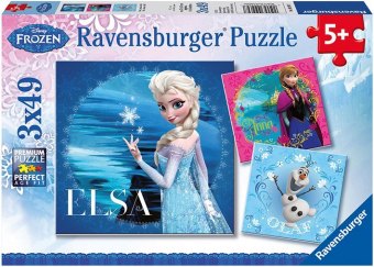 Kinderpuzzle 3x49 Teile - Disney Die Eiskönigin - Elsa, Anna & Olaf