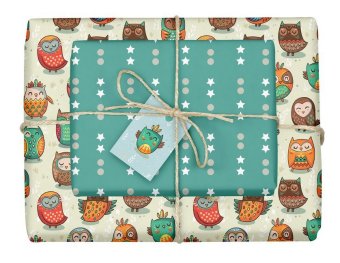 Geschenkpapier-Set für Kinder, Eulen