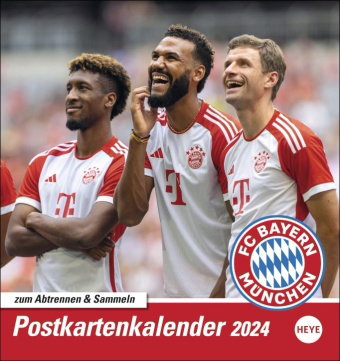 FC Bayern München Postkartenkalender 2024. Monats-Tischkalender zum Aufstellen oder Aufhängen mit de