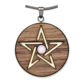 Edelstein "Waldzeichen" Rosenquarz Pentagramm