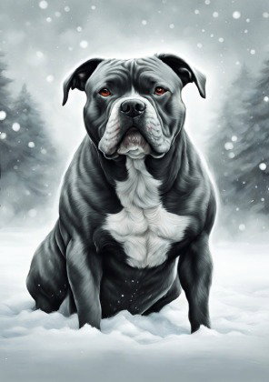Hund Notizbuch American Bully Winterzeit Notizheft Journal Geschenkbuch für Männer Hundefan Rassehun