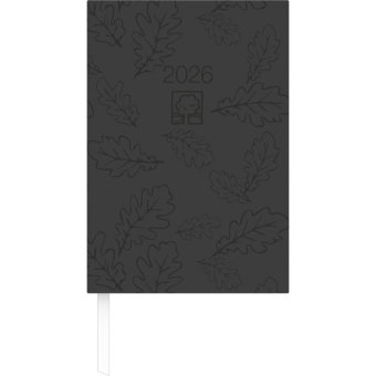 Zettler Buchkalender 1T/1S schwarz Blauer Engel 2026 - Bürokalender 15 × 21 cm, 1 Tag pro Seite, Rec