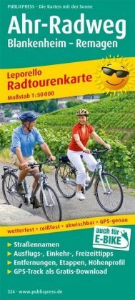 PUBLICPRESS Leporello Radtourenkarte Ahr-Radweg, Blankenheim - Remagen