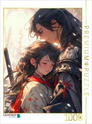 CALVENDO Puzzle Bis wir uns wiedersehen - Samurai Liebespärchen im Manga Stil | 1000 Teile Lege-Größ