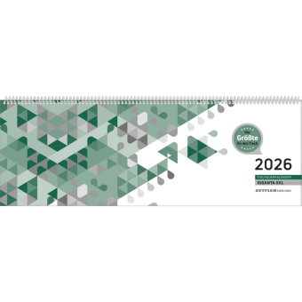 Zettler Tischquerkalender Giganta XXL 1W/2S Grün 2026 - Bürokalender 42x15 cm, Wochenkalender mit 1