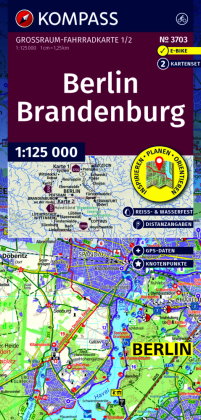 KOMPASS Großraum Fahrradkarte 3703 Berlin-Brandenburg, mit Knotenpunkten 1:125.000