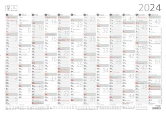 Plakatkalender 12 Monate 2024 - 42x29,7 cm - gerollt - mit Arbeitstage- und Wochenzählung - Posterka