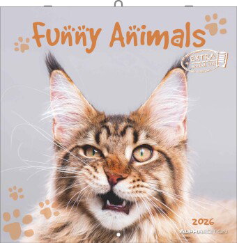 Alpha Edition - Funny Animals 2026 - Wandkalender 30×30 cm (30×60 geöffnet) mit lustigen Tierfotos &
