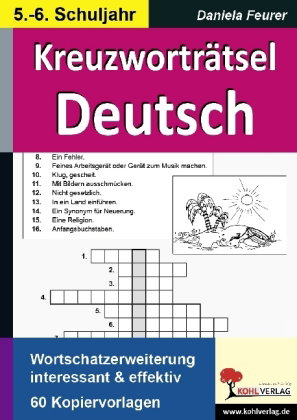 Kreuzworträtsel Deutsch, 5.-6. Schuljahr