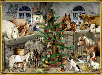 Wand-Adventskalender - Nostalgische Weihnachten bei den Tieren im Stall