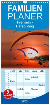 Familienplaner 2024 - Frei sein - Paragliding mit 5 Spalten (Wandkalender, 21 x 45 cm) CALVENDO