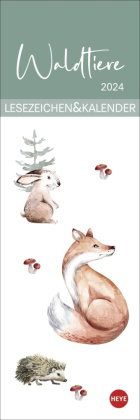 Waldtiere Lesezeichen & Kalender 2024. Süße Tierbilder in einem praktischen kleinen Kalender - die p