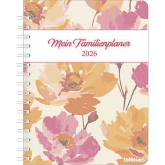 teNeues - Familienplaner-Buch Bright Flowers 2026 - Familienkalender mit 5 Spalten, 18x23 cm | Prakt
