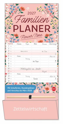 Deko-Familienplaner mit Tasche Flower Time 2027
