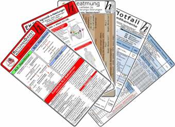 Rettungsdienst Karten-Set - EKG Diagnostik & Ableitungen, Notfallmedikamente, Reanimation - Rettungs