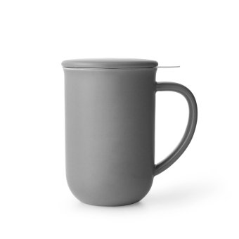 Minima Balance Porzellantasse mit Teesieb und Deckel, 500ml, grau