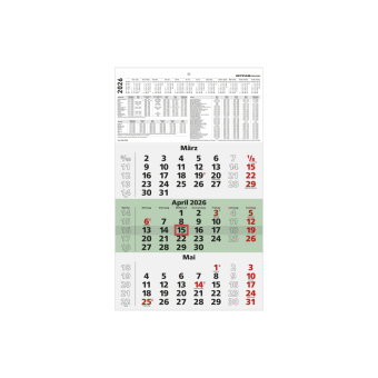 Zettler 3-Monatskalender grün Blauer Engel 2026 - Wandkalender 30 × 49 cm, 3 Monate pro Blatt mit Da
