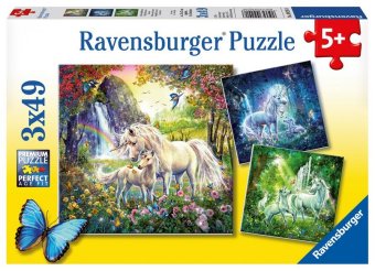 Kinderpuzzle 3x49 Teile - Schöne Einhörner