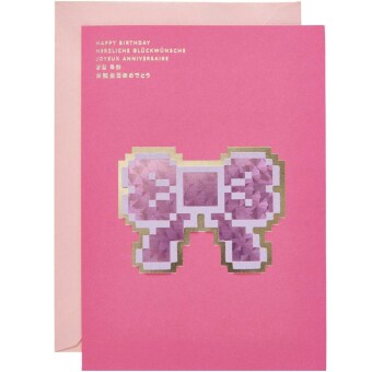 3D-Kartenset La Vie en Rose, Pixel Bow, DIN A5FSC MIX
