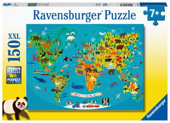 Kinderpuzzle 150 XXL Teile - Tierische Weltkarte