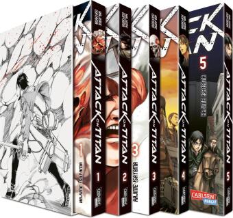 Attack on Titan, Bände 1-5 im Sammelschuber mit Extra. Bd.1-5