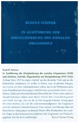 In Ausführung der Dreigliederung des sozialen Organismus (1920) und Aufsätze, Aufrufe, Flugschriften