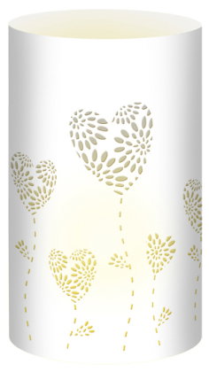 URSUS 5 Silhouetten-Tischlichter "Filigrano - Herzblumen", weiß