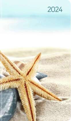 Ladytimer Slim Sea Star 2024 - Taschen-Kalender 9x15,6 cm - Seestern - Weekly - 128 Seiten - Notiz-B