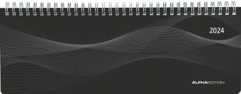 Tisch-Querkalender PP-Cover schwarz 2024 - Büro-Planer 29,7x10,5 cm - Tisch-Kalender - 1 Woche 2 Sei
