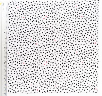 Stoff Jersey Weiß, Muster Schwarz/Neon 70 x 100 cm